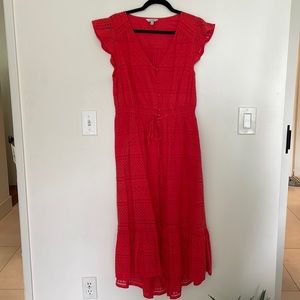Unworn Red lucky brand eyelet dress